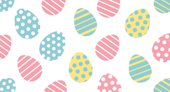 Seamless easter egg pattern pastel colors hand drawn style spring holiday vector