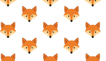 Naklejka premium Cute orange fox face seamless pattern background vector illustration graphic design textile print.