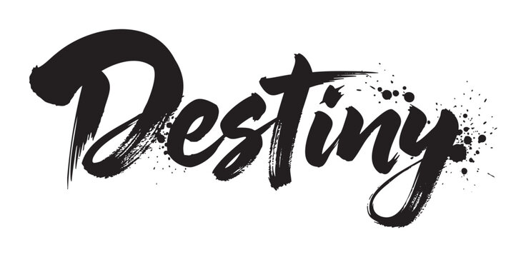 The word "destiny" is written in bold, artistic brushstroke lettering with ink splatters, conveying a sense of creativity and style.