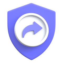 Share symbol on shield with arrow flat 3D icon