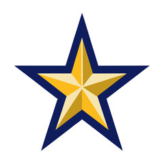 Obraz premium Shining golden five-point star with a bold blue outline vector
