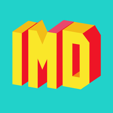 Vibrant 3d imd letters with geometric style on teal background