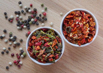 Mix dried spicy herb and vegetables for food coocking.
