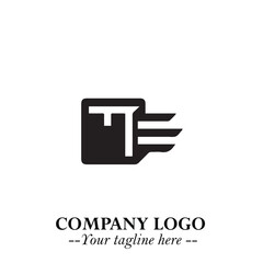 Box Moving Fast Symbol in Black on the White Background with Dynamic Delivery Design