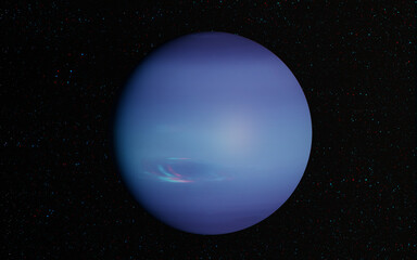 3D anaglyph image of Neptune. Includes NASA data. View with red/cyan glasses.