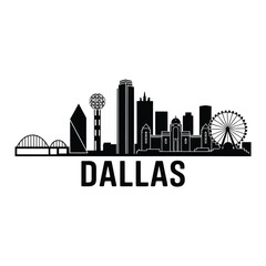 Obraz premium Dallas skyline silhouette with iconic landmarks and ferris wheel