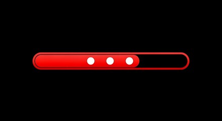 Red Loading Bar with Three White Dots on Black Background.