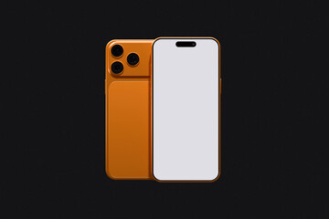 White screen smartphone mockup with orange color on black background