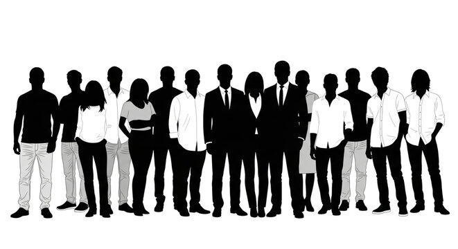 Dynamic group of diverse professionals standing together in solidarity for teamwork, leadership, and success in modern business environments