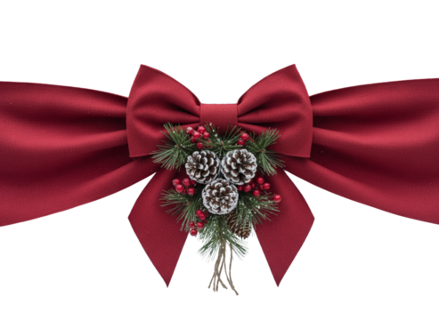 Dark crimson banner with silver ribbon gift, minimal clean layout.