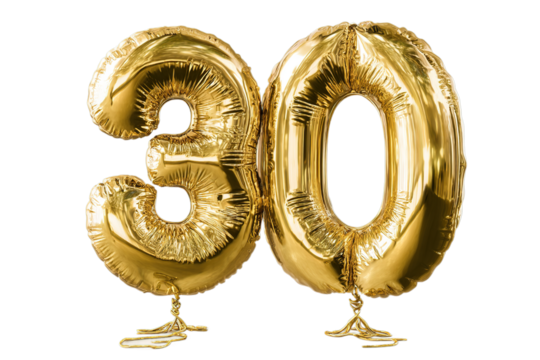 Celebrate milestone achievements with dazzling gold number 30 balloons for parties
