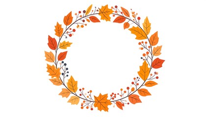 Autumn Leaves Wreath Decorative Border.