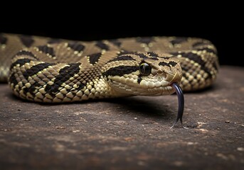 Obraz premium Focused Rattlesnake Portrait - A Close-Up of Natures Predator.