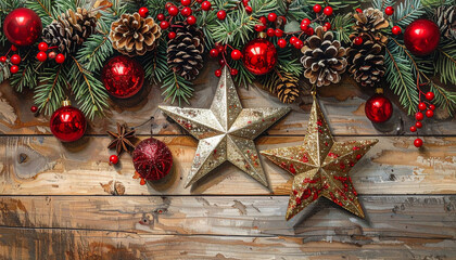 Christmas Decoration on Wood