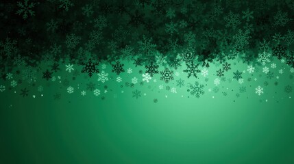 Green Snowflake Backdrop. A vibrant, deep emerald green background fading to black at the top, featuring a cascade of stylized, darker green snowflakes across the upper edge.