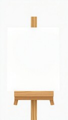 Blank white paper displayed on a wooden artist easel