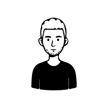 Minimalist line art portrait collection of diverse men and women avatars in black and white style