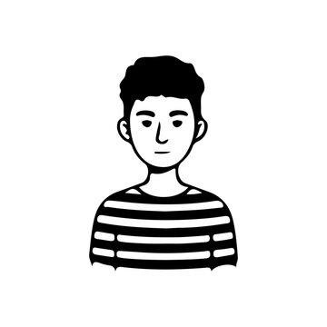 Minimalist line art portrait collection of diverse men and women avatars in black and white style