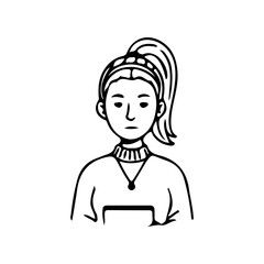 Minimalist line art portrait collection of diverse men and women avatars in black and white style