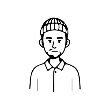 Minimalist line art portrait collection of diverse men and women avatars in black and white style