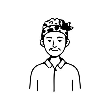 Minimalist line art portrait collection of diverse men and women avatars in black and white style