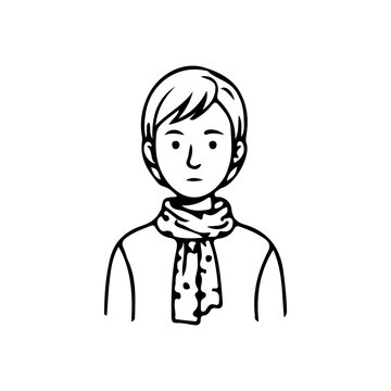 Minimalist line art portrait collection of diverse men and women avatars in black and white style