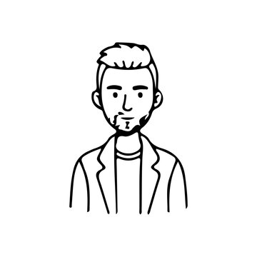 Minimalist line art portrait collection of diverse men and women avatars in black and white style