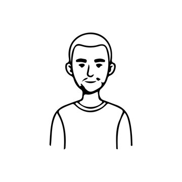Minimalist line art portrait collection of diverse men and women avatars in black and white style