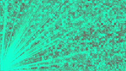 Abstract Teal and Red Pixelated Background with Cyan Light Rays Emanating from Left texture mosaic