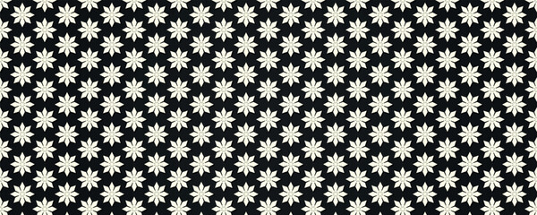 Abstract floral geometric repeat pattern background. Black and white background