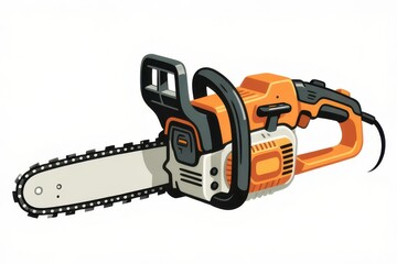 Cordless chainsaw clipart, outdoor tool, retro vintage illustration
