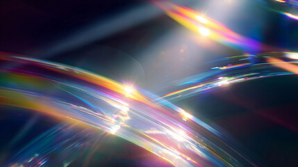 虹色に輝く、ダイナミックなレンズフレアとライトリークの素材