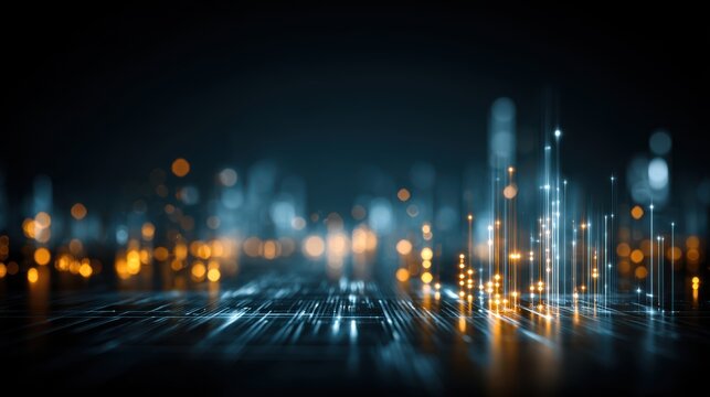 Abstract Digital Interface with Glowing Lines of Data Visualization