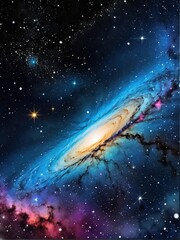 Obraz premium Vibrant Spiral Galaxy Surrounded by Stars and Cosmic Elements in the Vast Universe