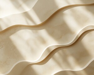 Beige waves of textured stucco wall casting soft light and shadows