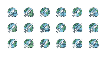 Global vaccination campaign concept, represented by a syringe injecting medicine into the Earth, symbolizing worldwide immunization efforts and healthcare initiatives for a healthier planet