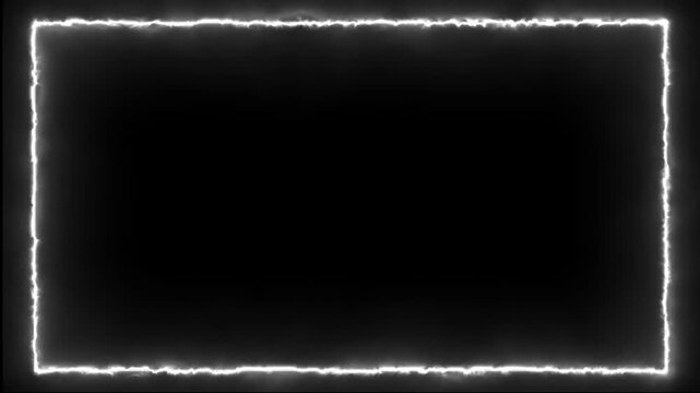 4K Loopable White Electric Frame Energy Overlay Glowing Flame Border Animation with Seamless Loop for Video Editing, VFX, Motion Graphics, Cinematic Effects, Abstract Backgrounds, and Creative Visuals