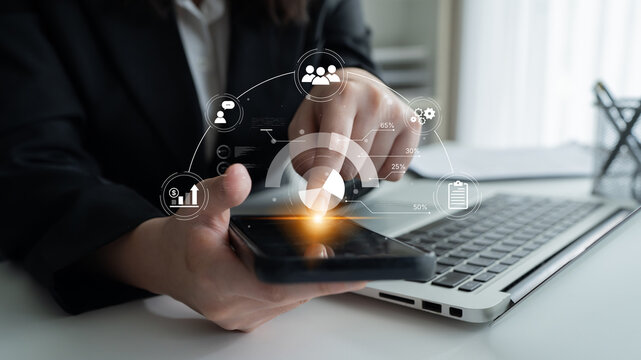 A project management dashboard displaying key performance indicators. The data visualization shows business intelligence metrics for workflow, team performance, and financial growth. Fermion