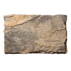 Rectangular Stone Slab with Aged Texture and Weathered Edges on Transparent Background