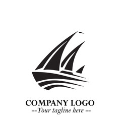 Ship Moving Fast Logo Symbol in Black on the White Background with Modern Maritime Design