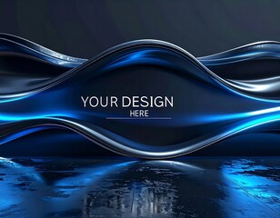 Abstract Blue Metallic Wave Reflection Background