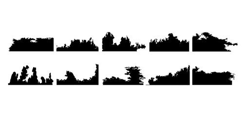 Collection of abstract organic silhouettes natural design elements, modern artistic shapes isolated on white background for graphic design and illustration