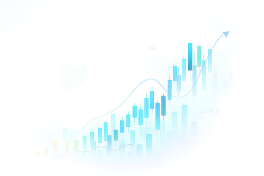 Stock market chart showing an upward trend isolated on white background