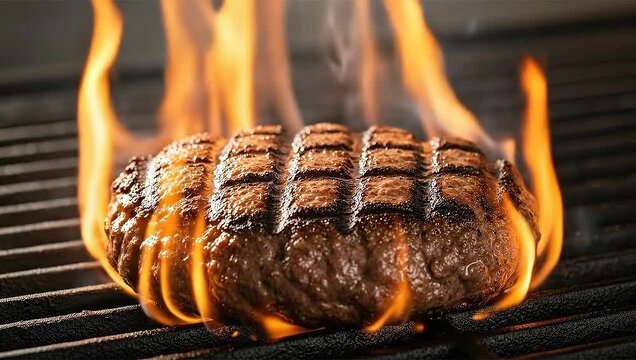 Sizzling Steak on the Grill - A Culinary Delight.