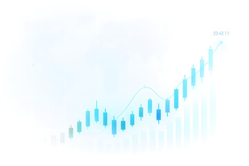 Stock market chart showing an upward trend isolated on white background