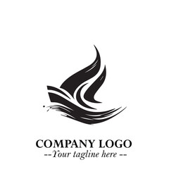Ship Moving Fast Logo Symbol in Black on the White Background with Modern Maritime Design