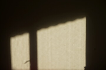 Beige Zimmerwand mit Schatten von Fenster bei Sonne am Morgen im Herbst
