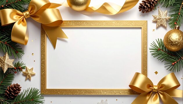 beautiful border frame with christmas ribbons, christmas theme concept