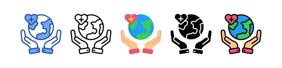 Global Health Icon Multi Style Illustration