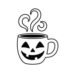 Halloween jack o lantern coffee mug with steam
